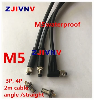 M5 Snímača Konektor Kábla Nepremokavé konektor Samec&Žena 3P 4 piny +2 m PVC line uhol a rovno