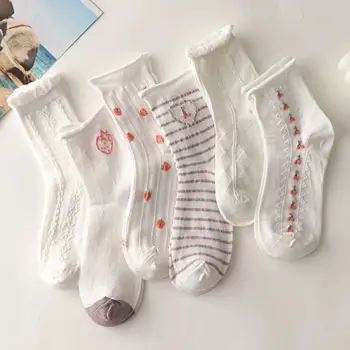 6 Párov/Veľa Čisto Biely, Stredne Trubice Ponožky Ženy Roztomilý Japonské Bublina Úst Čipky Pančuchy JK Jednotné Lolita kórejský Ponožky