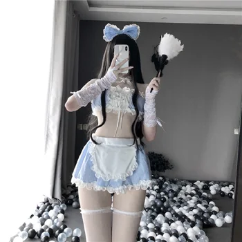 Sexy Anime Cosplay Kostýmy Kawaii Modrá Sexy Slúžka Oblečenie Pre Ženy Bikiny pre Ženy, Modrá Biele Námorník Školské Dievča Oblečenie