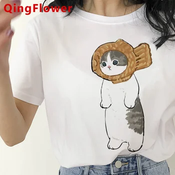Mačka tričko ženy Y2K top dievča anime oblečenie