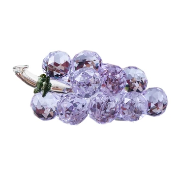 Facted Crystal Hrozna Paperweight Rez Glazúra Ovocie Figúrka Sklo Domov Svadobné Dekor Zberateľskú Vianočné Darčeky