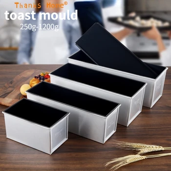 250g/450 g/600g/750g/900g/1000 g Hliníkovej zliatiny black non-stick povlak Toast boxy Bochník Chleba Pan tortu formy na pečenie nástroj s vekom