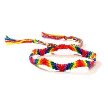 Rainbow Lesbické LGBT Pride Gay Pride Tkané, Pletené Lano String Strand Priateľstvo Náramok Príslušenstvo