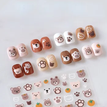 3d Nail Cartoon Nálepky Japonský Roztomilá Panda Orange Kávy Medveď Zajaca Samolepiace Nálepky DIY Nail Art, Ozdoby Nepremokavé