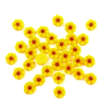 50Pcs Žltý Kvet Živice Dekorácie Remesiel Korálky Flatback Cabochon Zápisník DIY Zdobením Príslušenstvo
