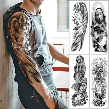 Veľké Arm Tattoo Rukáv Anjel Krídla Holub Ježiš Nepremokavé Dočasné Tetovanie Nálepky Duch Svätosti Mužov Plný Lebky Totem Tetovanie