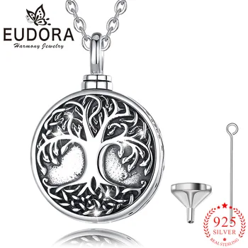 Eudora 925 Sterling Silver Strom Života Pamätník Popol Urč Náhrdelník Prívesok Premium dámske Šperky Pamätník Darček CYG057