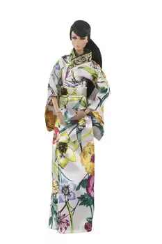 1/6 Cosplay Kvetinový Japonský Župan Princezná Oblečenie Pre Barbie Šaty Tradičné Kimono Dlho Yukata Kostým 11.5