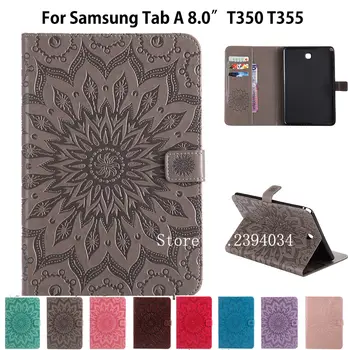T350 obal Pre Samsung Galaxy Tab 8.0-SM-T350 T355 SM-T355 Kryt Funda Tablet Slnečnice Plastický Folio PU Kožené Stojan Shell