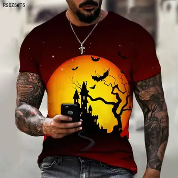 Pánske T-shirts Halloween Čarodejnice Horor Bunker Trendov Nový Príchod 3D Tlač Posádky Krku Top Bežné Jednoduchý Štýl Nadrozmerná 5XL