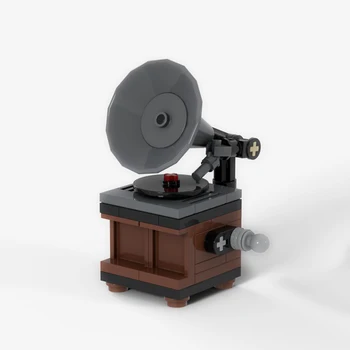 Moc Mini Bloky Vintage Record Player Model Tehly, Stavebné Bloky, Rádio Blok Nastaviť Zaznamenané Model Dovolenku detské Hračky Darček