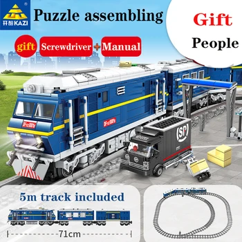 KAZI 1160Pcs + elektrický vlak železničnej stavebné bloky, montáž hračky puzzle vlak vysokorýchlostnej železničnej elektrické železničné mesto vlak