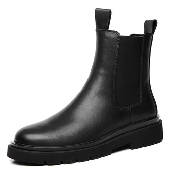 talianska značka dizajnér mužov bežné chelsea topánky čierne topánky platformu hovädzie kože motocykel hommes bottes členok botas masculinas