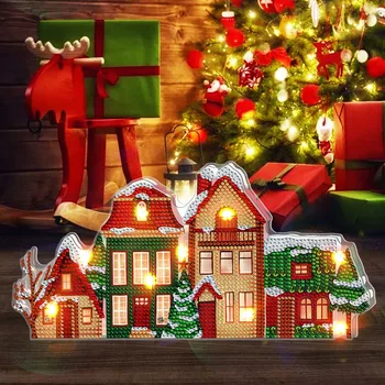 Nové 5D DIY Diamond Maľovanie LED Stolná Ozdoby Svetlá Drahokamu Cartoon Santa Claus Lampa Pre Domáce Dekorácie Vianoce