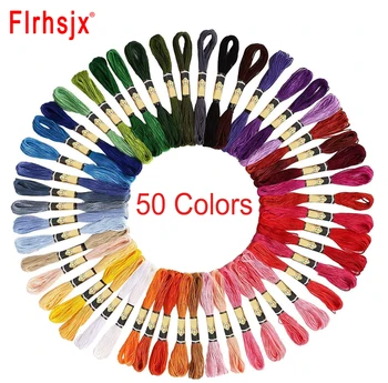50 Farby Nite na Výšivky Polyester Cross Stitch Vlákna 3.14 cm Dlhé Vyšívacie Nite Set pre Domáce Šitie Príslušenstvo
