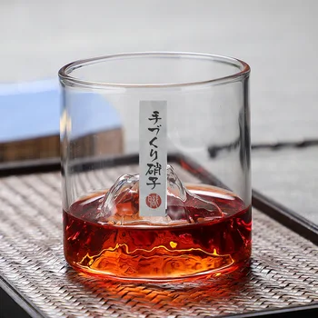 Nový Japonský štýl whisky sklo šálku čaju mountain cup priehľadné ohňovzdorné sklo čaj, pohár červeného vína sklo