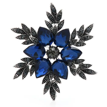 Wuli&baby Blue Crystal Snowflake Brošňa Pre Ženy, Mužov Drahokamu Kvet Strany Bežné Brošňa Pin Dary