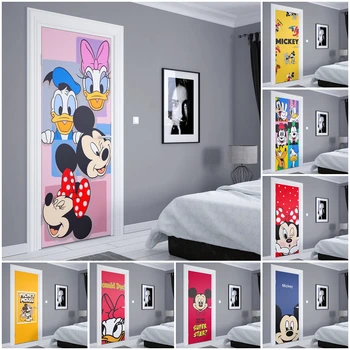 Disney Dvere Dekorácie Filmu Mickey Mouse samolepiace Vodotesné Dvere Nálepka z PVC, Plagáty, Samolepky na Stenu Miestnosti, Deti Zdobiť