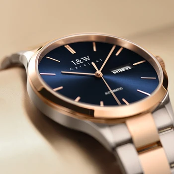 Móda Zlato modrá Automatické Hodinky, Luxusné Značky I&W Japonsko Sledovať Pohyb Dvojité Kalendár Sapphire Mechanické hodinky pánske 2021