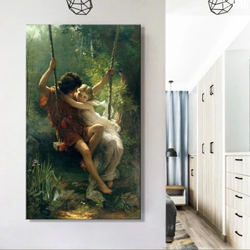 Slávny obraz Francúzsko Maliar Pierre Auguste Postieľka je Jar, Plagáty, Tlač na Plátno na Stenu Umenie Fotografie pre Obývacia Izba Dekor