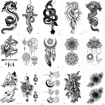 Roztomilý Motýľ Drak Had Kvet, Listy, Dočasné Tetovanie Tela, Ramena, Nohy Vody Prenos Malých Tatoos Nálepky Falošné Tetovanie Mužov