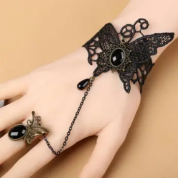 Čierny Motýľ Čipky Náramok Gotický Šperky