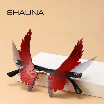 SHAUNA Jedinečný Nadrozmerná Anjel Krídla slnečné Okuliare Módne Eagle Krídlo bez obrúčok Odtiene UV400