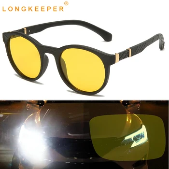 LongKeeper Nočné Videnie Jazdy slnečné Okuliare Muži Ženy Kolo Polarizované Okuliare Ovládač Žlté Šošovky, Slnečné Okuliare oculos masculino