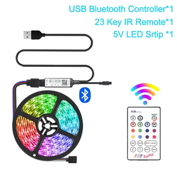 USB Bluetooth LED Pásy Svetla 5050 RGB Inteligentné Ovládanie LED Podsvietenie 5V Multi Farebné Diódy Pásky Lampa Hudby Nočné Svetlo Pre Domáce TV