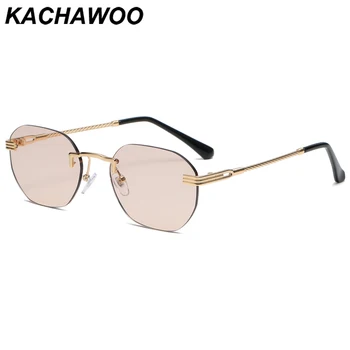 Kachawoo námestie retro slnečné okuliare bez obrúčok brown black metal slnečné okuliare pre mužov, ženy populárne príslušenstvo horúce predaj kvapka loď