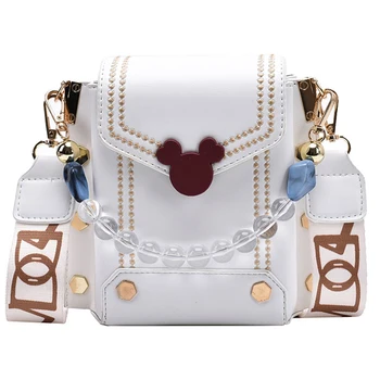 Disney mickey mouse reťazca pu messenger taška cez rameno ženy kabelka cartoon Luxus, Dizajn a módu ramenný mobilný telefón taška