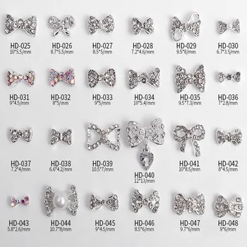 10Pcs 3D Luk Nechtov Charms motýlik Dizajn, Nail Art Diamantové Šperky Drahokamu Zliatiny Bowknot Nail Art Obtlačky Manikúra Prívesok