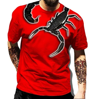 Pánske Tričká Classic Zvierat Scorpion 3D Vytlačené Letné Tričká Krátky Rukáv, Hip Hop Tričká Streetwear pre Mužov a Ženy