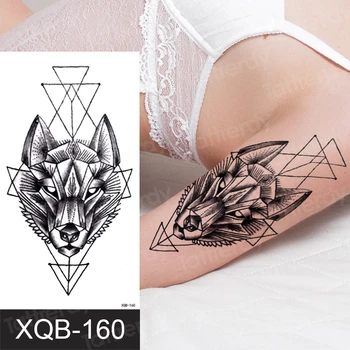 Čierny Vlk Les Tribal Pierko Tetovanie, Dočasné Nálepky Strom Divé Zviera Falošné Tetovanie Pre Mužov Body Art Vlastné Tatoos List