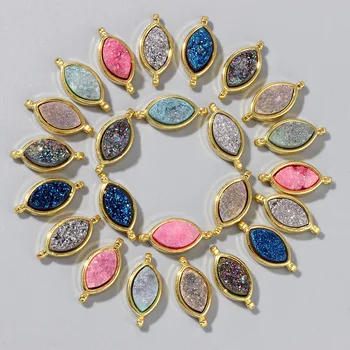 Prírodné Trendy Multi-Farebné Druzy Quartz Charms Á Oko-Tvarované Prívesok DIY Šperky Čo Náhrdelníky Náušnice Dodávky