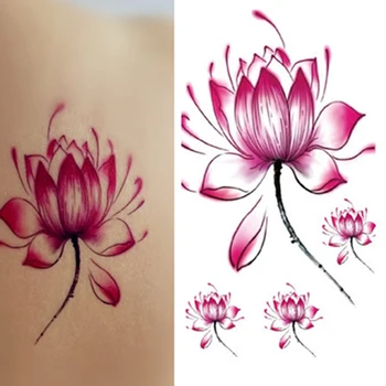 Lotosový Kvet Tetovanie Nálepky Dočasné Body Art Nepremokavé Tetovanie pre Ženy Lady Nepremokavá Nálepky