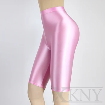 XCKNY nové 3XL farba satin hladký matný pantyhose svetlé nohavice, sexy, hodvábne pančuchy štíhly vysoký v strede zúžený šport plávať lesklé nohavice
