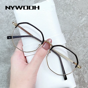 NYWOOH -1.0 -1.5 na -6.0 Skončil Krátkozrakosť Okuliare Ženy Retro Mnohouholník Mužov Okuliare Predpis Pol Rám Krátkozraké Okuliare