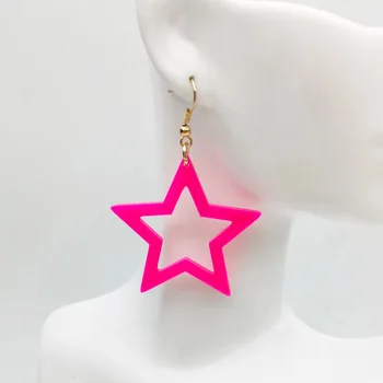 Nový Dizajn, Elegantné Trblietavé Farebné Akrylové Živice Star Drop Náušnice Pre Ženy Darček Šperky Príslušenstvo Lady Femme
