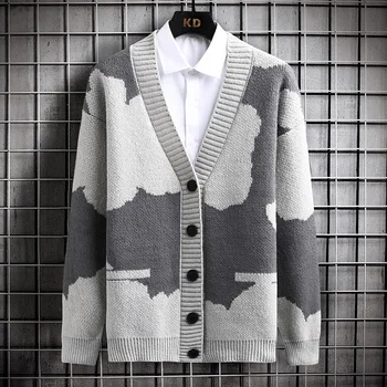 2022 Nové Zimné Móda Čína Vietor Cashmere Cardigan Mužov Voľné Mäkké Teplé Sweater Mens Kabát Pekný Bežné Bundy Knitwear Muž