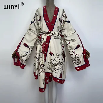 WINYI 2021 Afrike kafatan Ženy Cardigan steh šaty, Koktejlové sexcy Boho Maxi Afriky Dovolenku Batwing Rukáv kaftan kimono