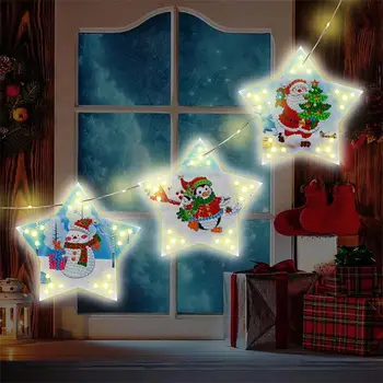 3Pc DIY Diamond Maľovanie na Papier Karty Star Visí Cartoon Ozdoby na Vianočný Stromček Domáce Dekorácie Umenie Darček