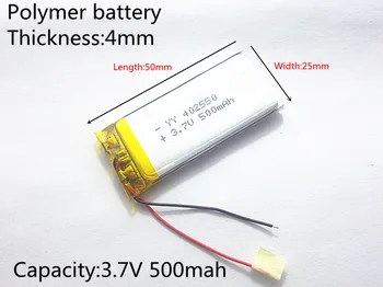 3,7 V 500mAh 402550 Lithium Polymer Li-Po li ion Nabíjateľnú Batériu buniek Pre Mp3 MP4 MP5 GPS, PSP, mobilné bluetooth