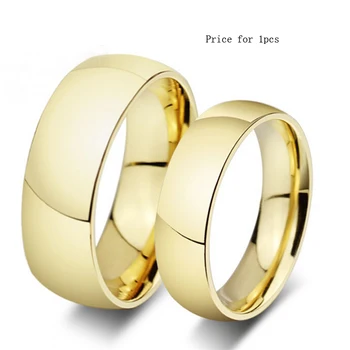 Klasické zlato Farebné krúžky pre ženy, mužov, svadobné pár krúžky z nehrdzavejúcej ocele, šperky