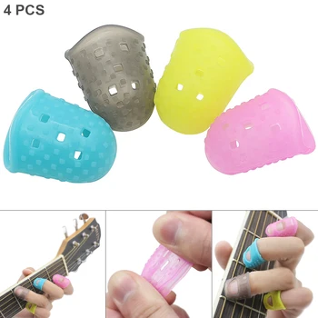 4pcs/veľa Odolné Silikónové Gitara Vybrať Prsta Krytu Stlačené String Prst Chránič pre Gitaru Drumbľa Banjo Mandolína