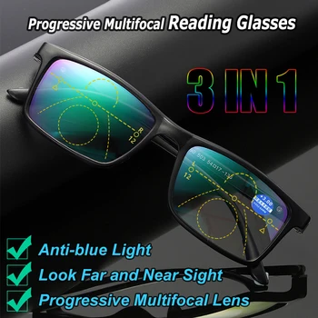 1PC Unisex progresívna multifokálna okuliare na čítanie anti-modré svetlo okuliare na čítanie krátkozrakosť okuliare ďalekozrakosť diopter okuliare