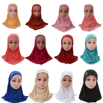 Deti, Deti, Dievčatá Islamskej Moslimská Šatka Školy Drahokamu pokrývku hlavy Arabských Turban Headwrap Underscarf Ramadánu Blízkom Východe, 2-6Y