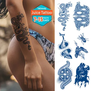 šťava ink tattoo modré ovocie gél dlhotrvajúci dočasné tetovanie draka kvet, šípka star veľryba anime tetovanie vody prenos falošný