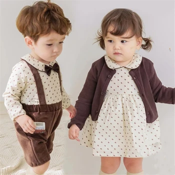 Dieťa, Brat a Sestra, Zodpovedajúce Oblečenie Twin Oblečenie Chlapec a Dievča Romper Jumpsuit Trakmi, španielsky Dievčatá Šaty Chlapci Kombinézu