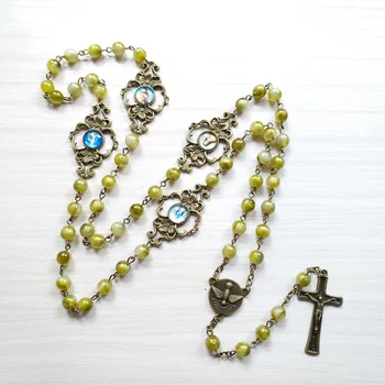 QIGO Vitnage Ježiš Kríž, Ruženec, Náhrdelník Dlho Katolíckej Relgious Modlitba Šperky Pre Mužov, Ženy